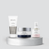 A collection of skincare products by BOLIN, including a face wash, moisturizer, and a serum