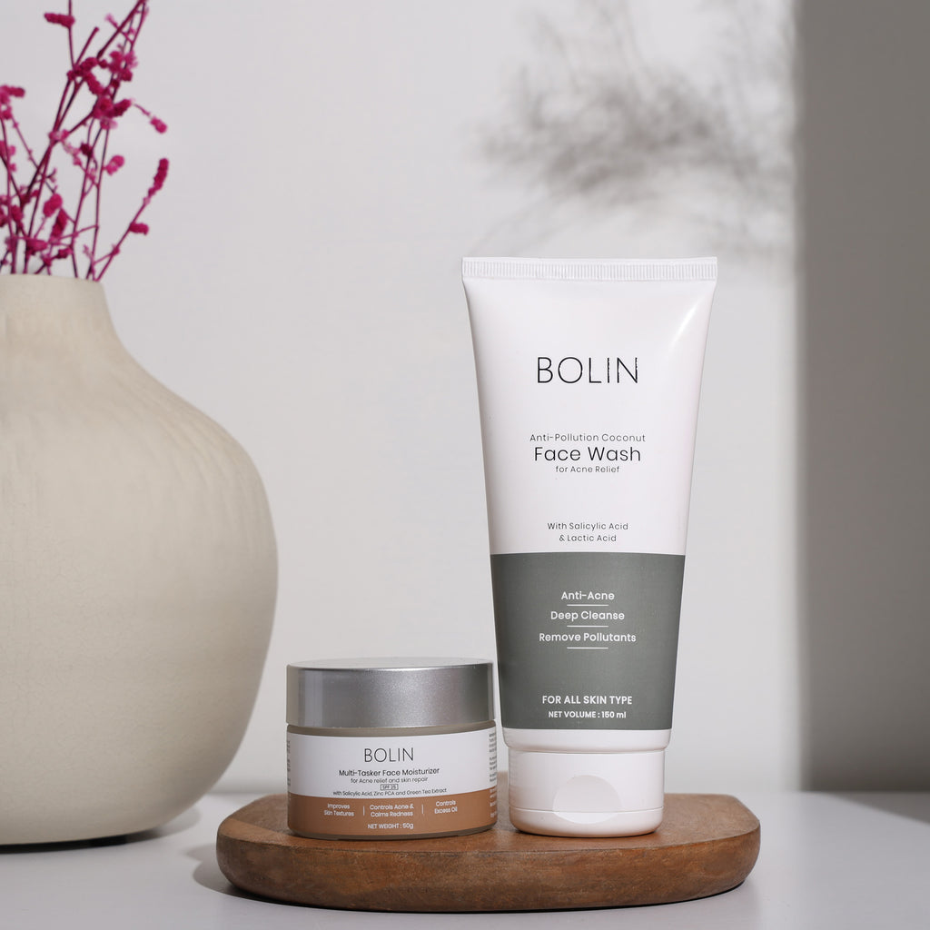 A skincare kit by BOLIN, consisting of a face wash and moisturizing cream.