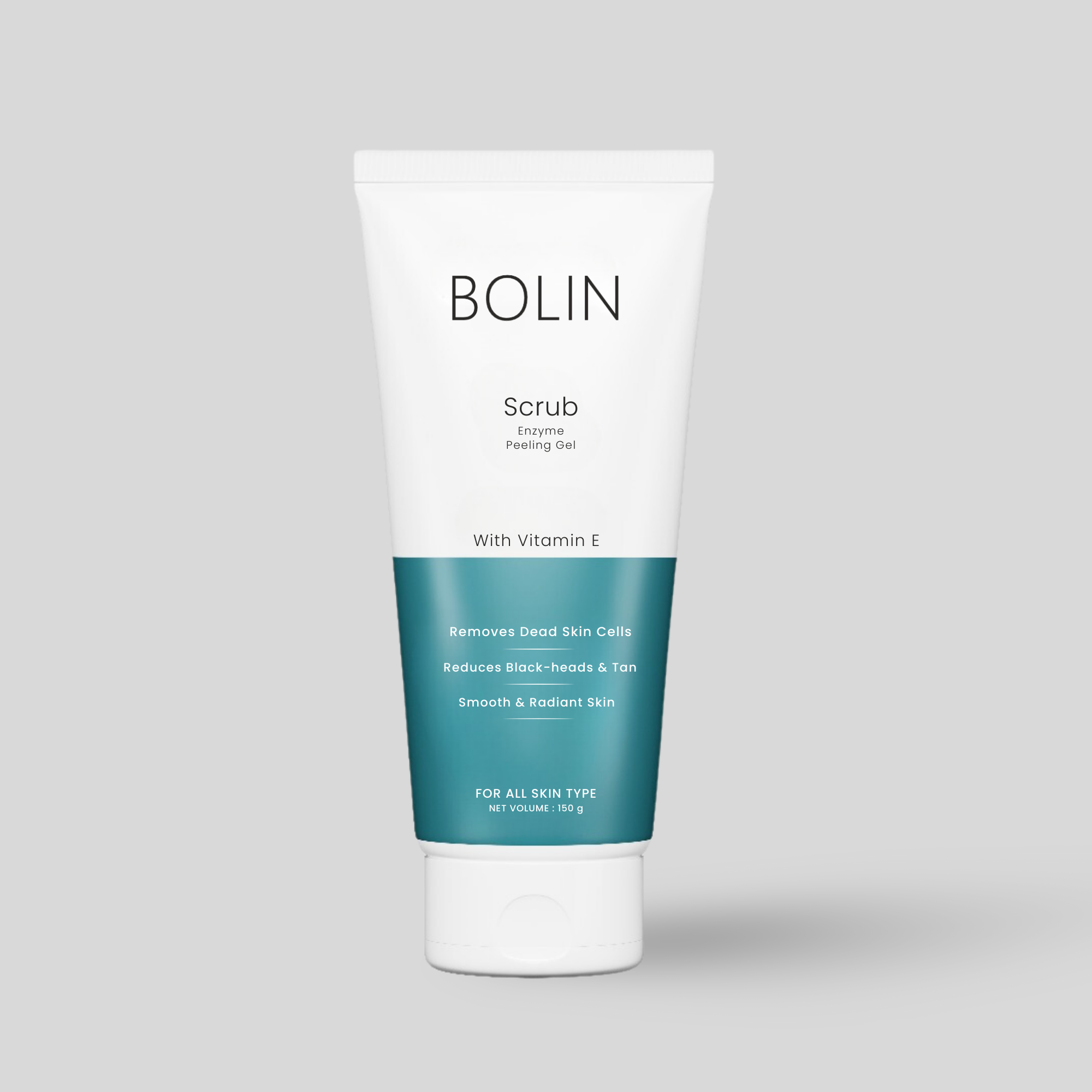 BOLIN brand face scrub exfoliating the skin.