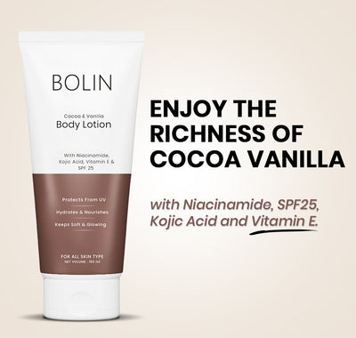 Cocoa & Vanilla Butter Body Lotion wtih Niacinamide, Cocoa Butter, Vitamin E & SPF 25