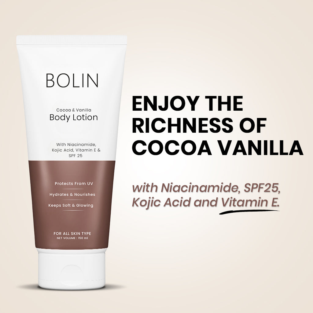 Cocoa & Vanilla Butter Body Lotion with SPF 25 (Deep Hydration + Soft & Glowing and UV Protection)