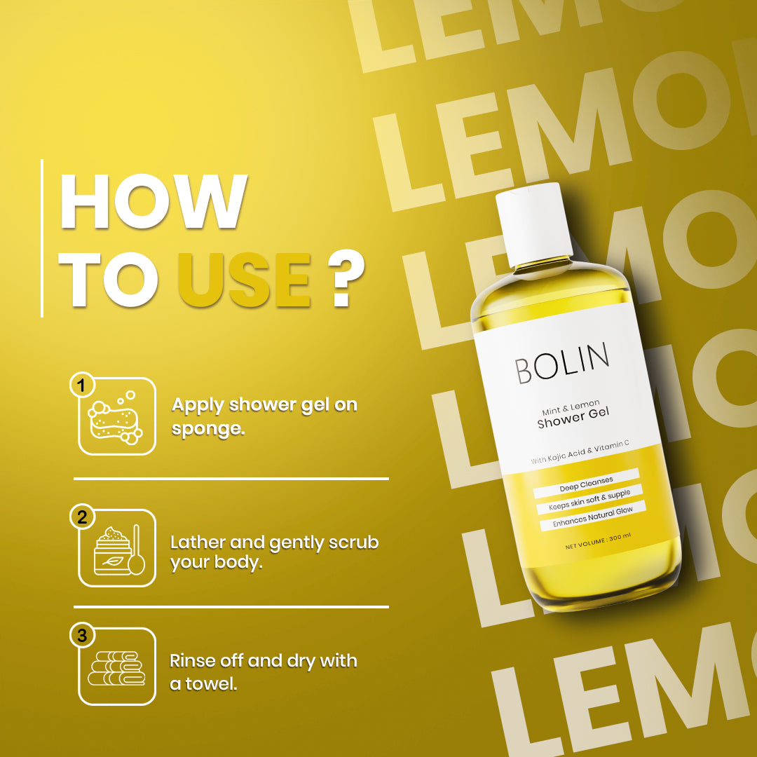 Mint & Lemon Shower Gel with Kojic Acid & Vitamin C