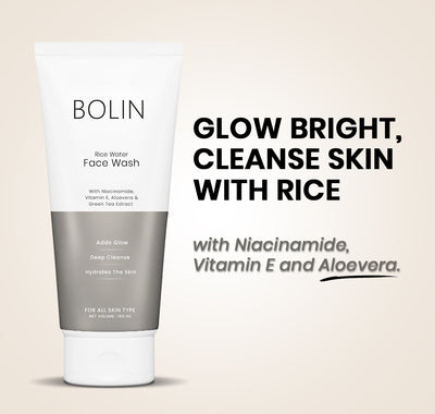 Rice Water Face Wash with Niacinamide, Vitamin E, Aloe Vera & Green Tea Extracts