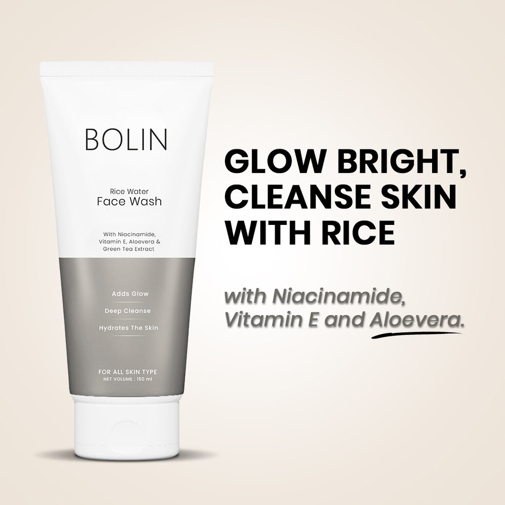 Rice Water Face Wash with Niacinamide, Vitamin E, Aloe Vera & Green Tea Extracts