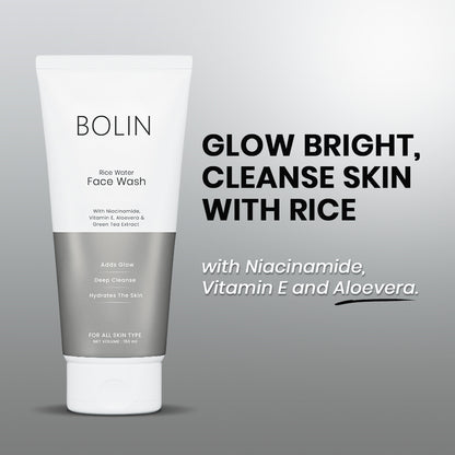 Rice Water Face Wash with Niacinamide, Vitamin E, Aloe Vera &amp; Green Tea Extracts
