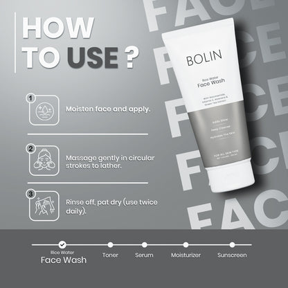 Rice Water Face Wash with Niacinamide, Vitamin E, Aloe Vera &amp; Green Tea Extracts
