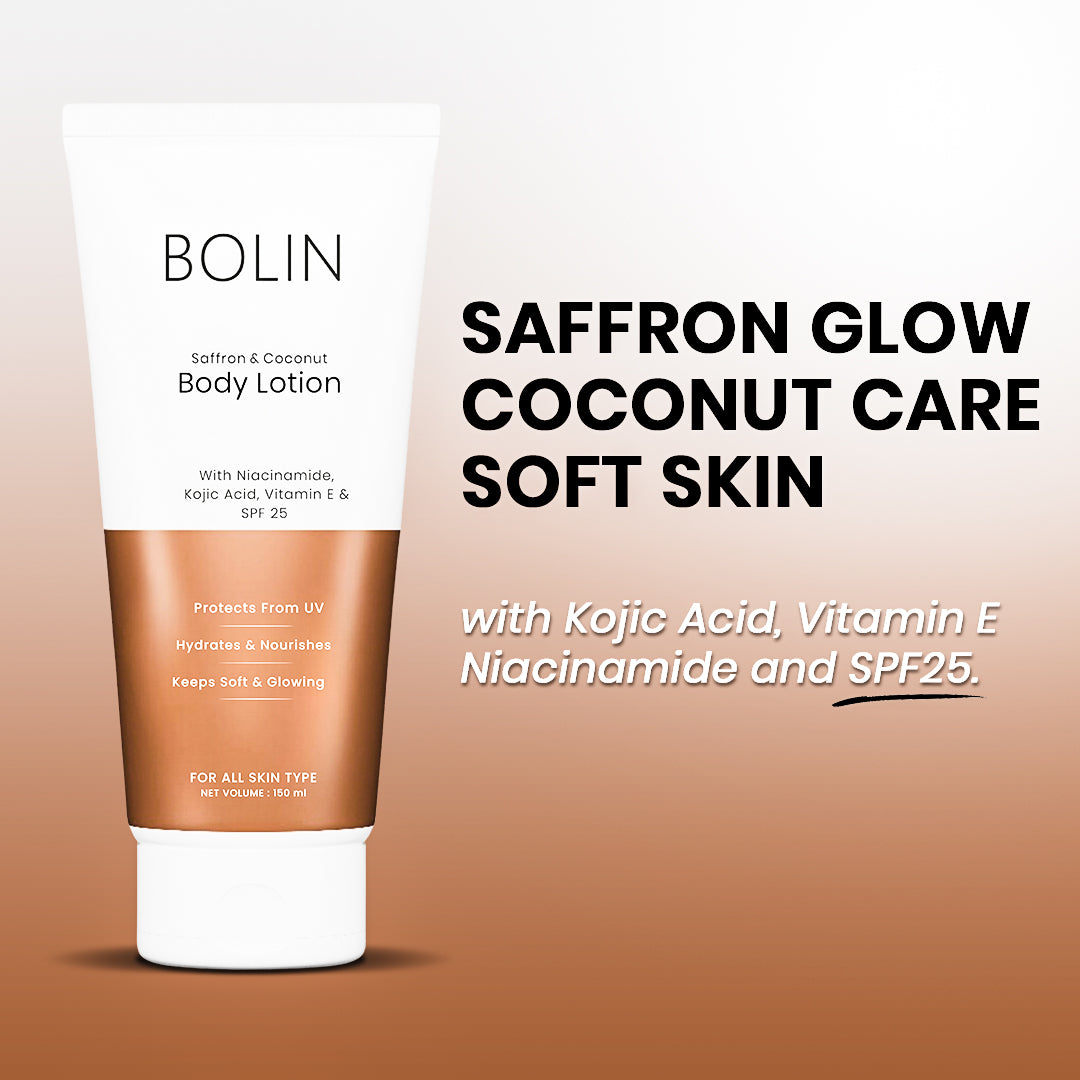 Saffron &amp; Coconut Body Lotion with Niacinamide, Shea Butter, Vitamin E &amp; SPF 25