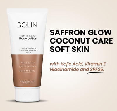 Saffron & Coconut Body Lotion with Niacinamide, Shea Butter, Vitamin E & SPF 25