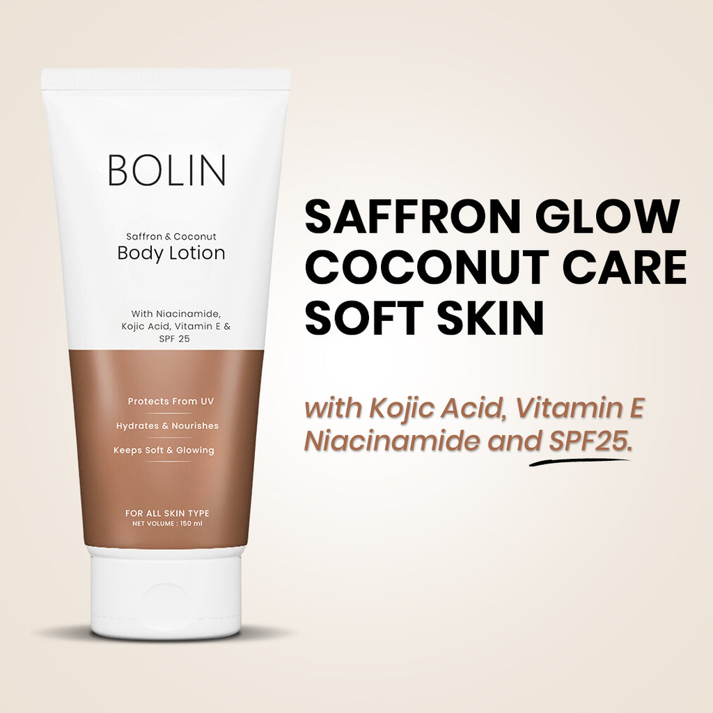 Saffron & Coconut Body Lotion with Niacinamide, Shea Butter, Vitamin E & SPF 25