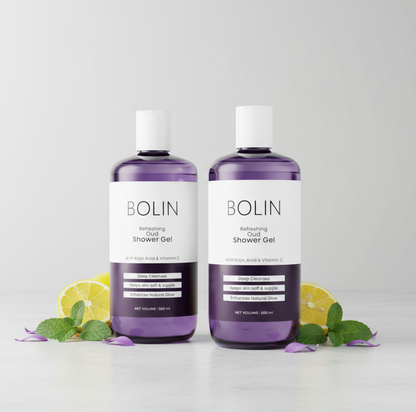 Refreshing Oud Shower Gel with Kojic Acid &amp; Vitamin C - Pack of 2
